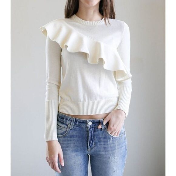 NWOT Apiece Apart Sterre Ruffle Crewneck Sweater - Picture 1 of 10